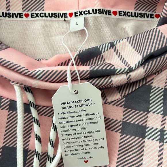 Exclusive Pink Geometric CowlNeck Long Sleeve Top Lg - Picture 7 of 9